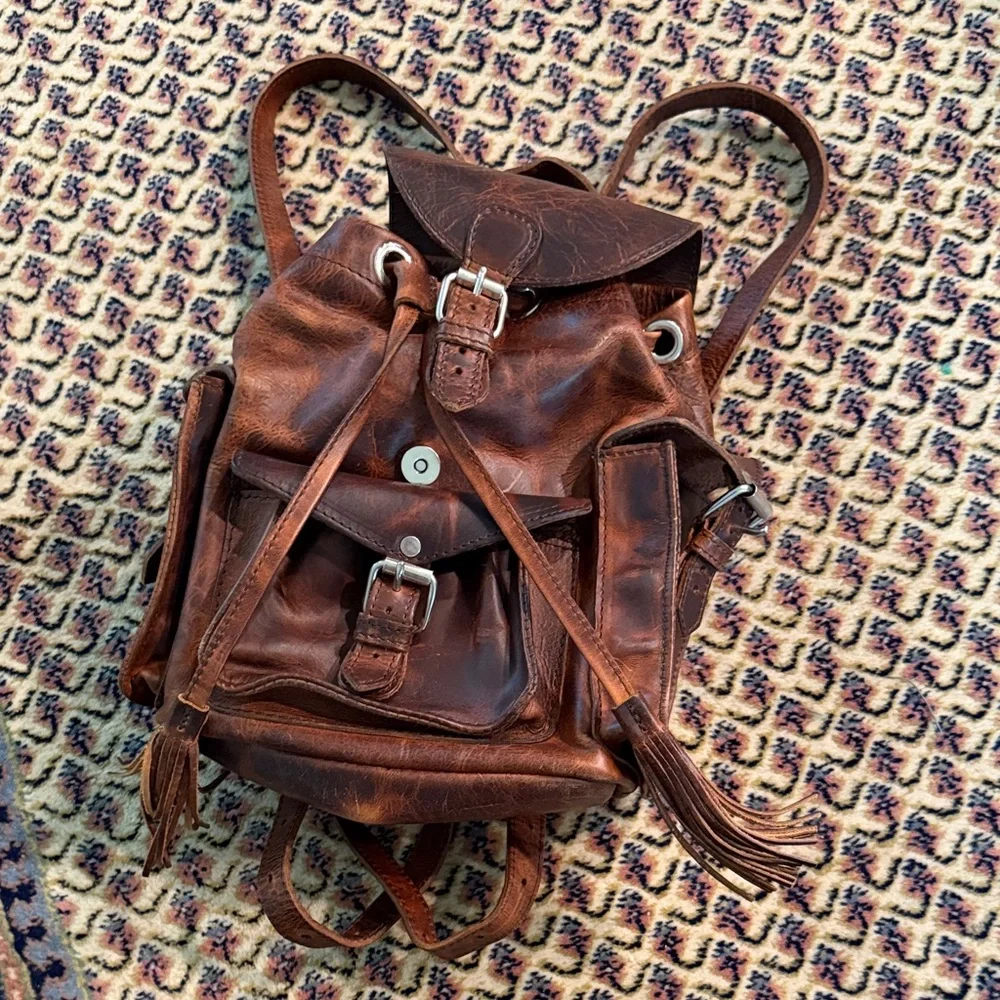 Freebird by Steven Black Leather Fringe Backpack - Picture 8 of 10